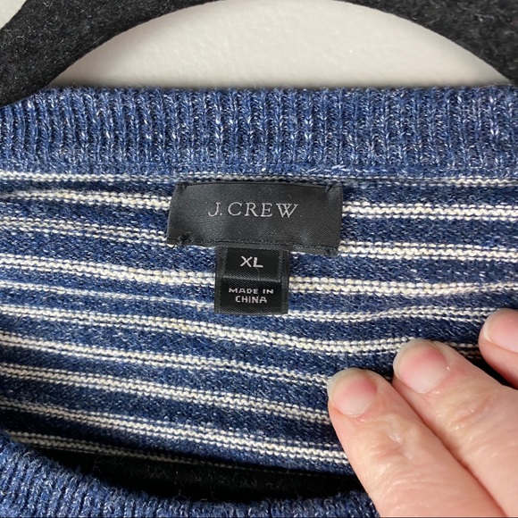J.crew blue stripe cotton sweater size XL - Picture 3 of 5